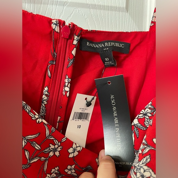 NWT banana republic floral red dress. Sz 10 - Picture 4 of 8